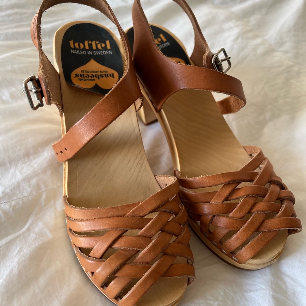 Swedish Hasbeens Braided Sky High Natural Tan 36